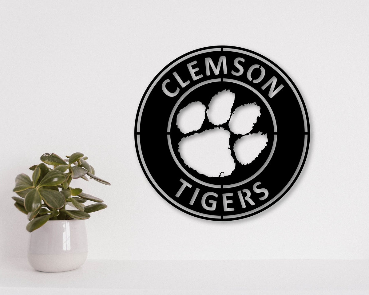 Clemson Tigers NCCA Football Team Badge Shield Laser Cut files svg dxf ai eps png jpg pdf