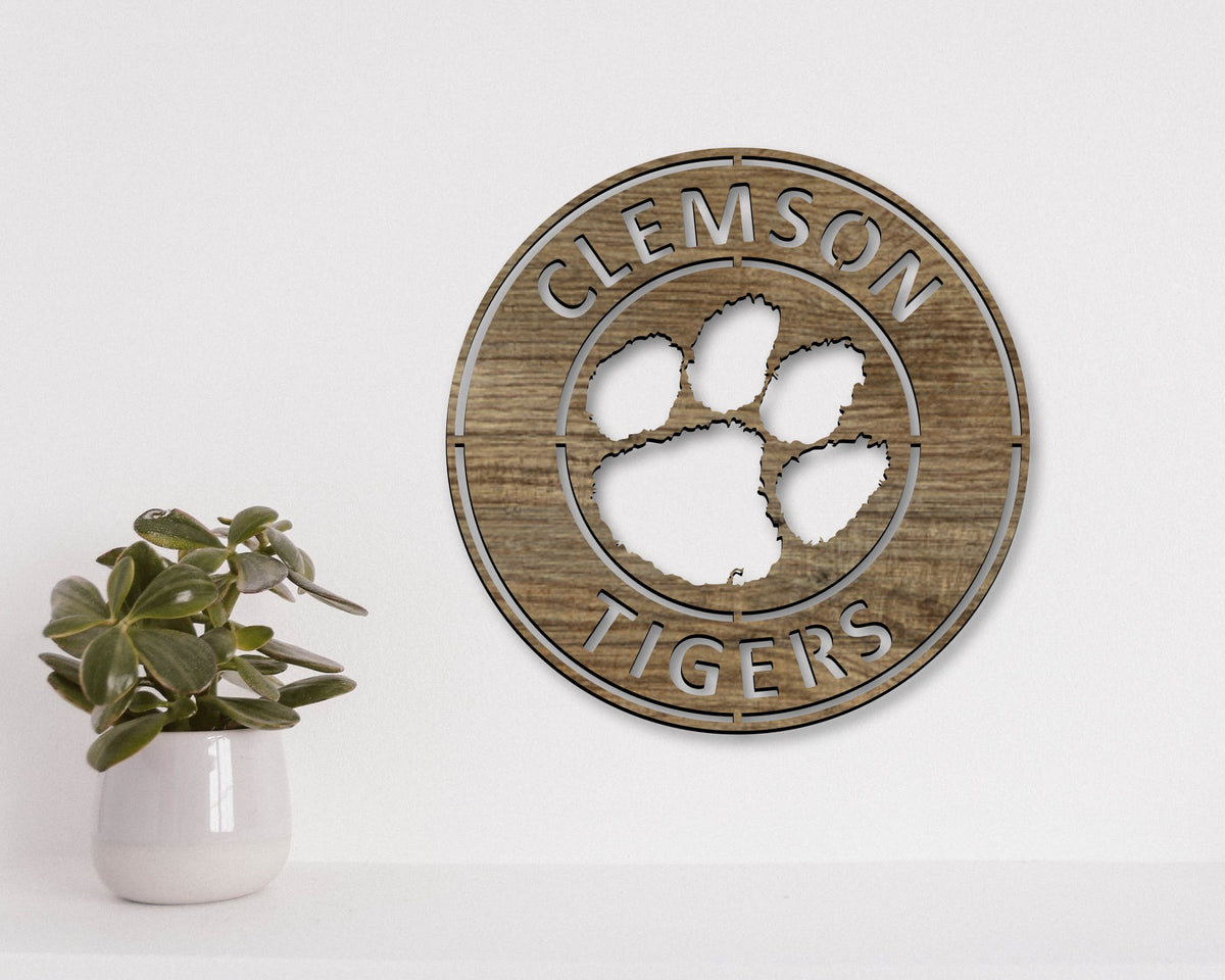 Clemson Tigers NCCA Football Team Badge Shield Laser Cut files svg dxf ai eps png jpg pdf