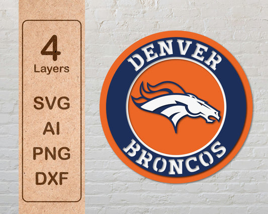 Denver Broncos Layered Laser Cut files svg dxf ai png