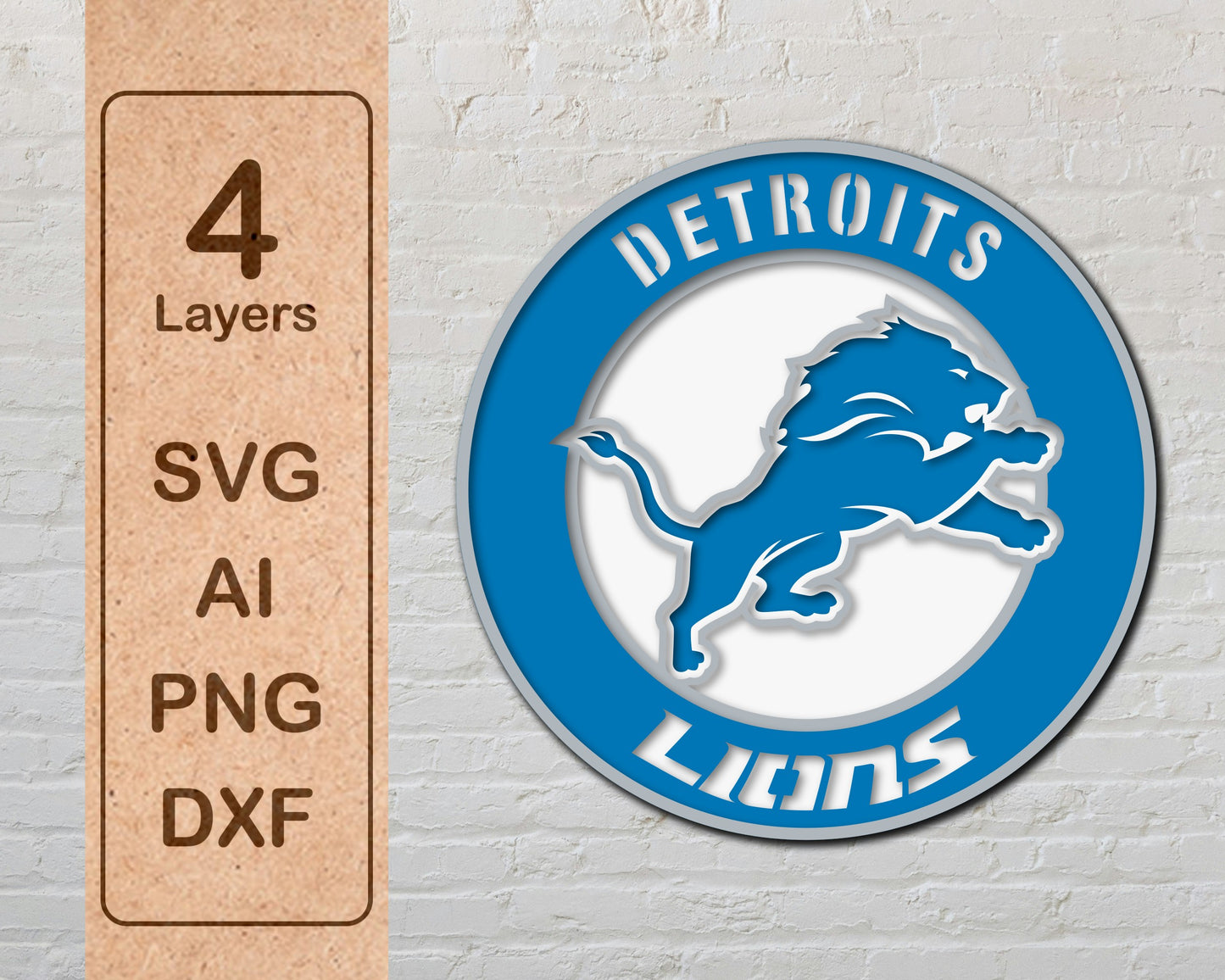 Detroit Lions Multi Layered Laser Cut files svg dxf ai png