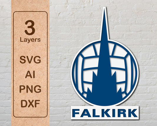 Falkirk FC football club logo Layered Laser Cut files svg dxf ai png