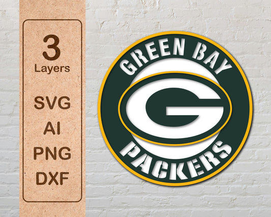 Green Bay Packers Multi Layered Laser Cut files svg dxf ai png