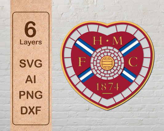 Heart of Midlothian FC football club logo Layered Laser Cut files svg dxf ai png