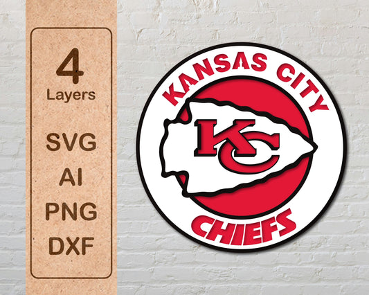 Kansas City Chiefs Multi Layered Laser Cut files svg dxf ai png