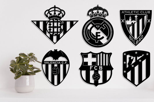 Bundle LaLiga Spain Football Club FC Badge Shield Single Layer Laser Cut files svg dxf ai eps png jpg pdf