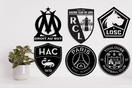 Bundle Ligue 1 France Football Club FC Badge Shield Single Layer Laser Cut files svg dxf ai eps png jpg pdf
