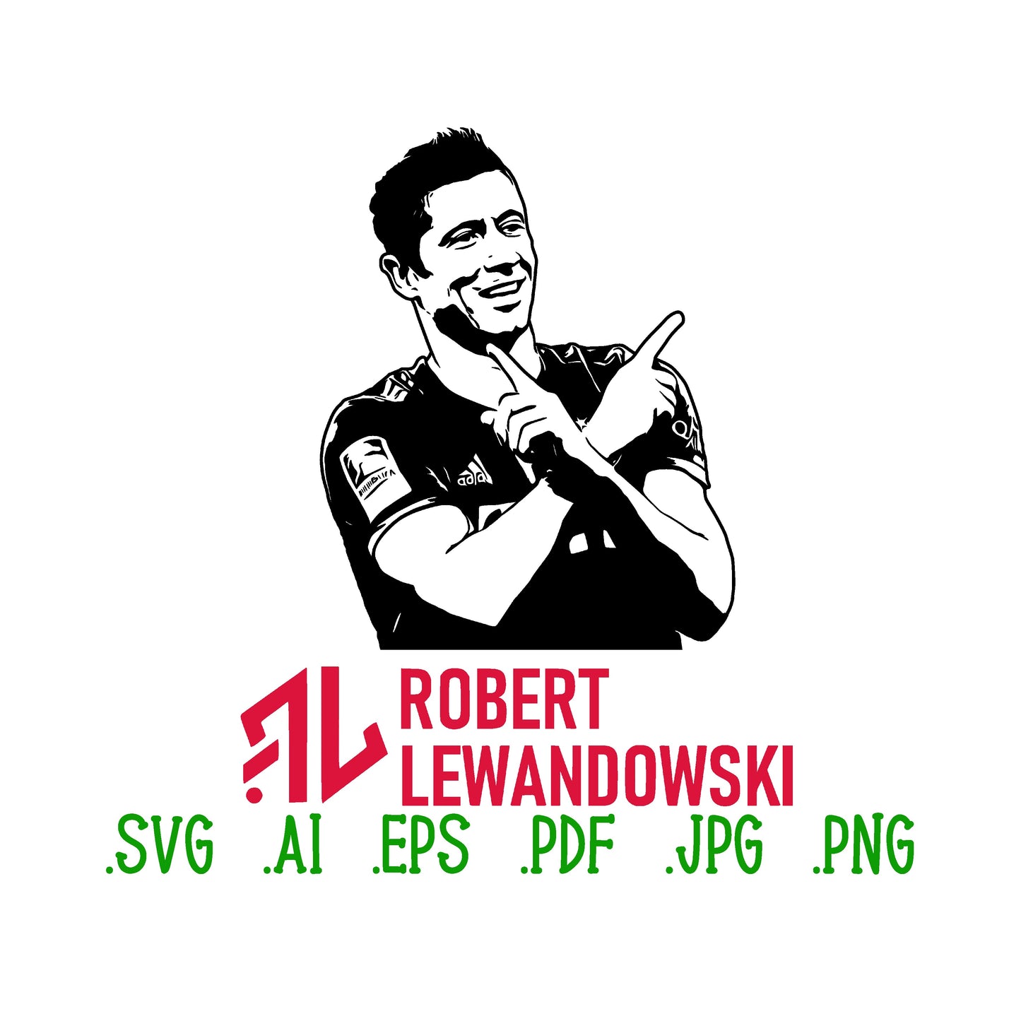 Robert Lewandowski Silhouette Vector Clipart Print files