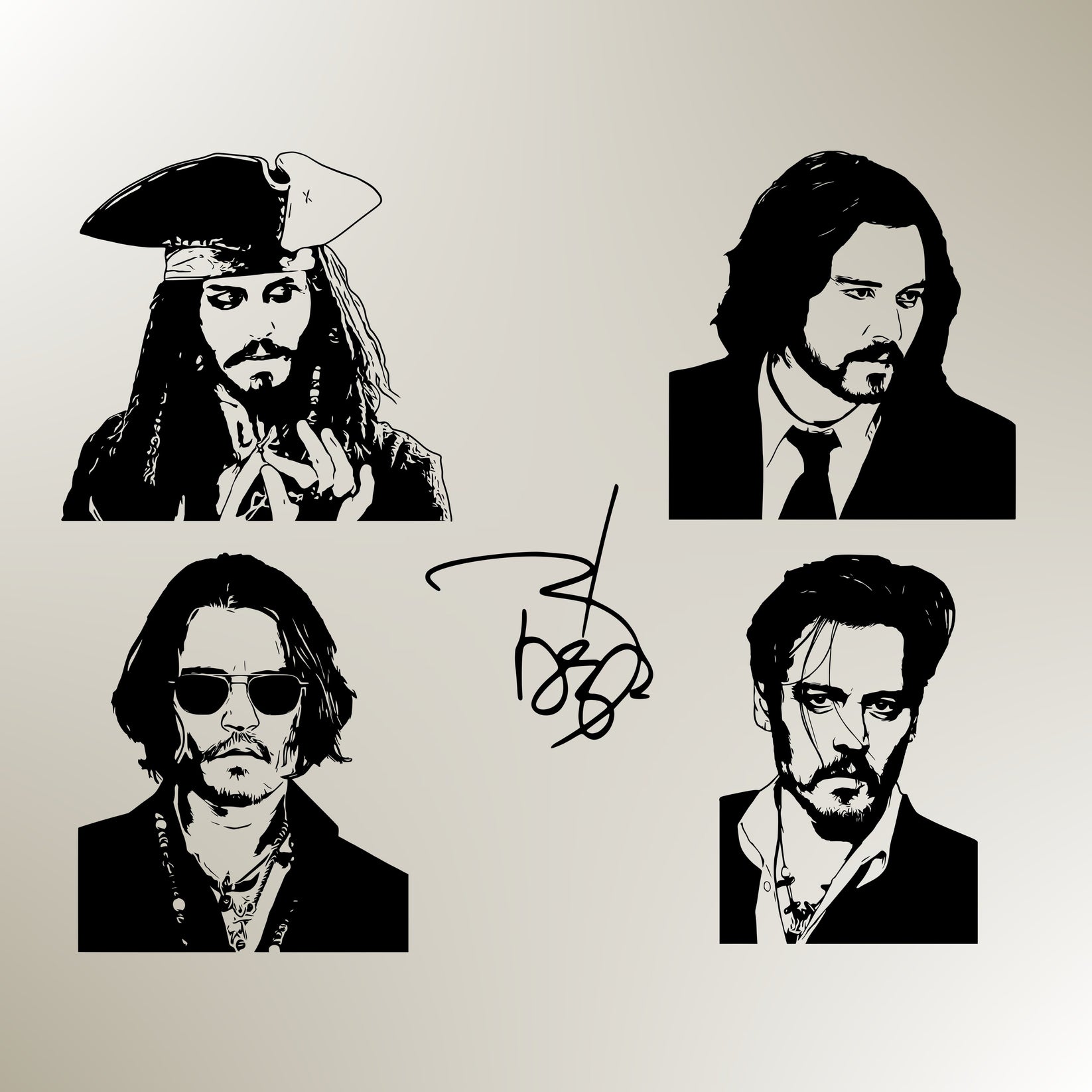 Johnny Depp Bundle Silhouette Vector Clipart Print files – DreamDarwins ...
