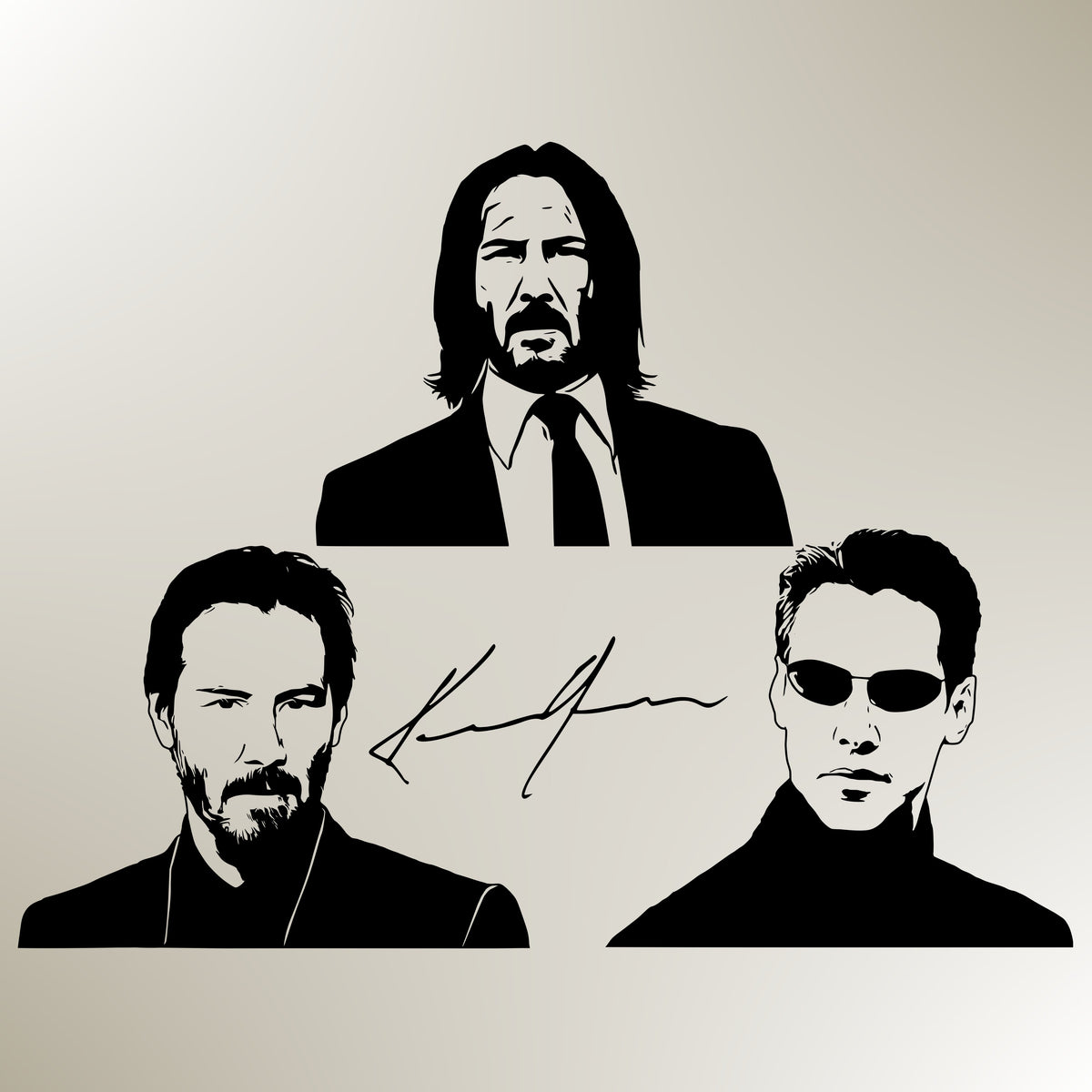 Keanu Reeves Bundle Silhouette Vector Clipart Print files ...