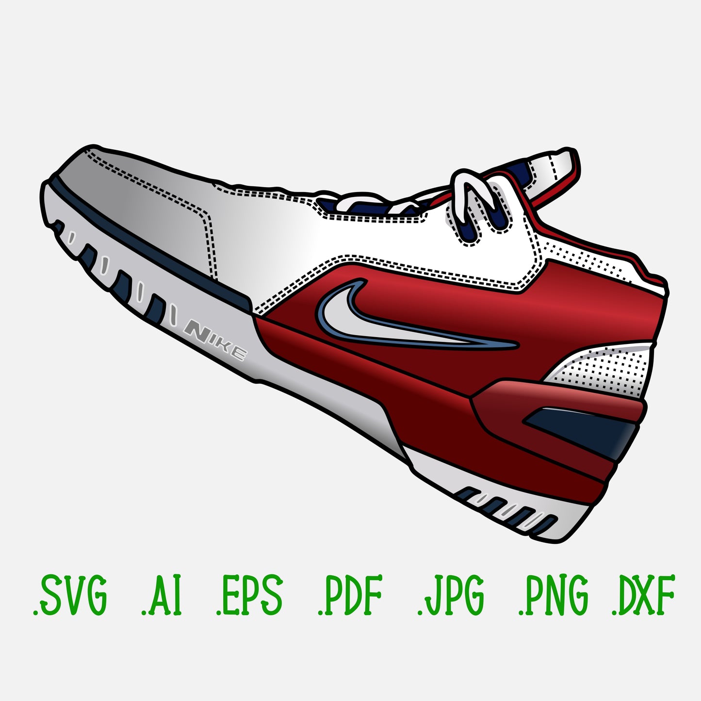 Nike Air Zoom Generation First Game Sneakers SVG. 4 variations (color, silhouette, outline, Black & White). SVG, DXF, EPS, AI, PDF, PNG, JPG files