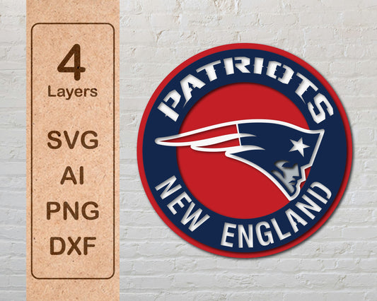 New England Patriots Multi Layered Laser Cut files svg dxf ai png