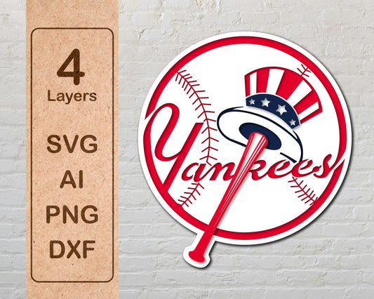 New York Yankees Layered Laser Cut files svg dxf ai png