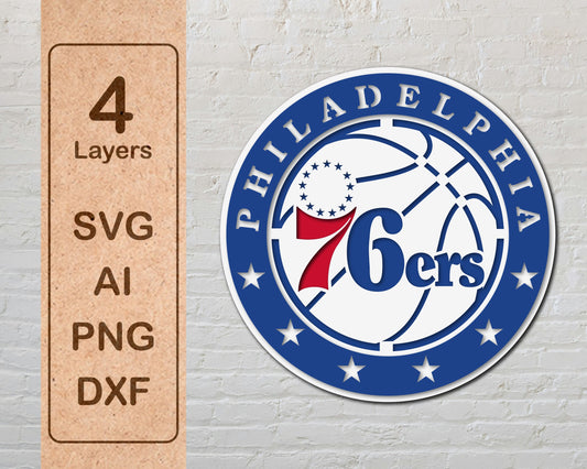 Philadelphia 76ers Multi Layer Laser Cut files svg dxf ai png