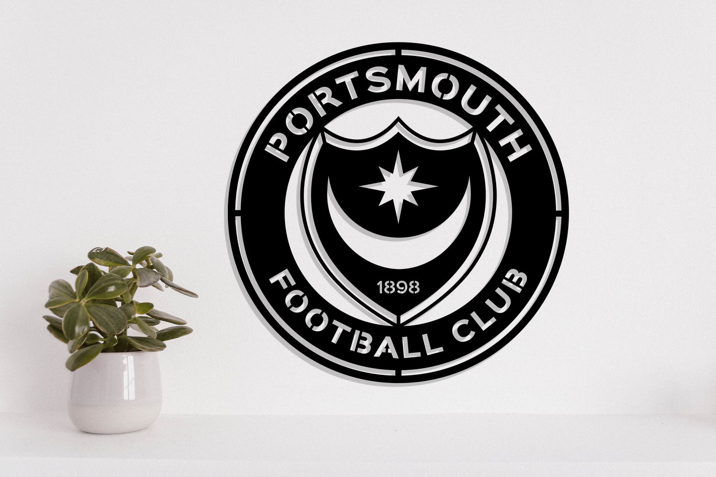 Portsmouth FC Badge Shield Metal Laser Cut files svg dxg jpg png pdf ai eps