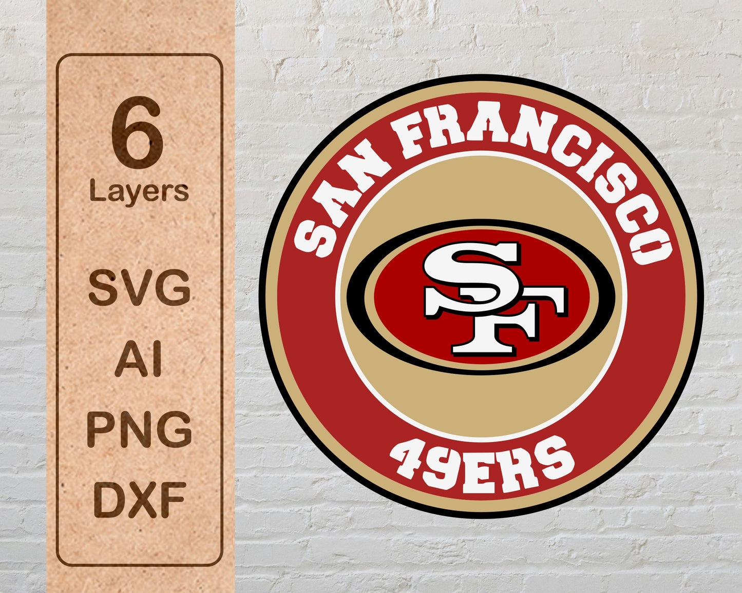 San Francisco 49ers NFL Football Team Design Logo Multilayer Laser Cut files svg dxf ai png