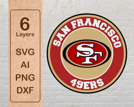 San Francisco 49ers NFL Football Team Design Logo Multilayer Laser Cut files svg dxf ai png