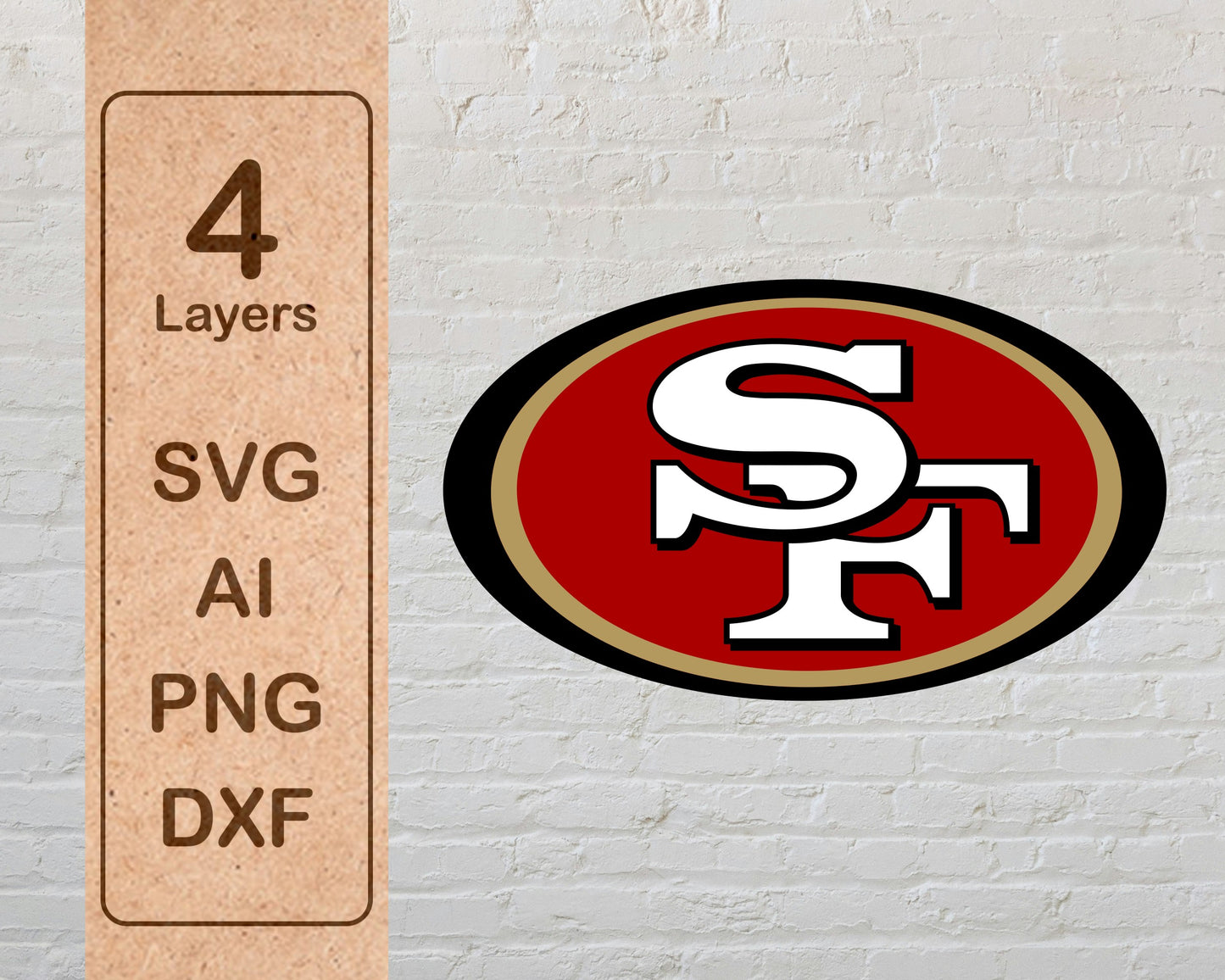 San Francisco 49ers Multi Layered Laser Cut files svg dxf ai png