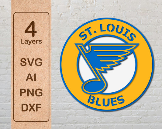 St. Louis Blues NHL Teams Designed Logo Multi Layer Laser Cut files svg dxf ai png