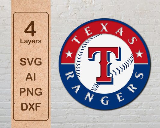 Texas Rangers Multi Layer Laser Cut files svg dxf ai png