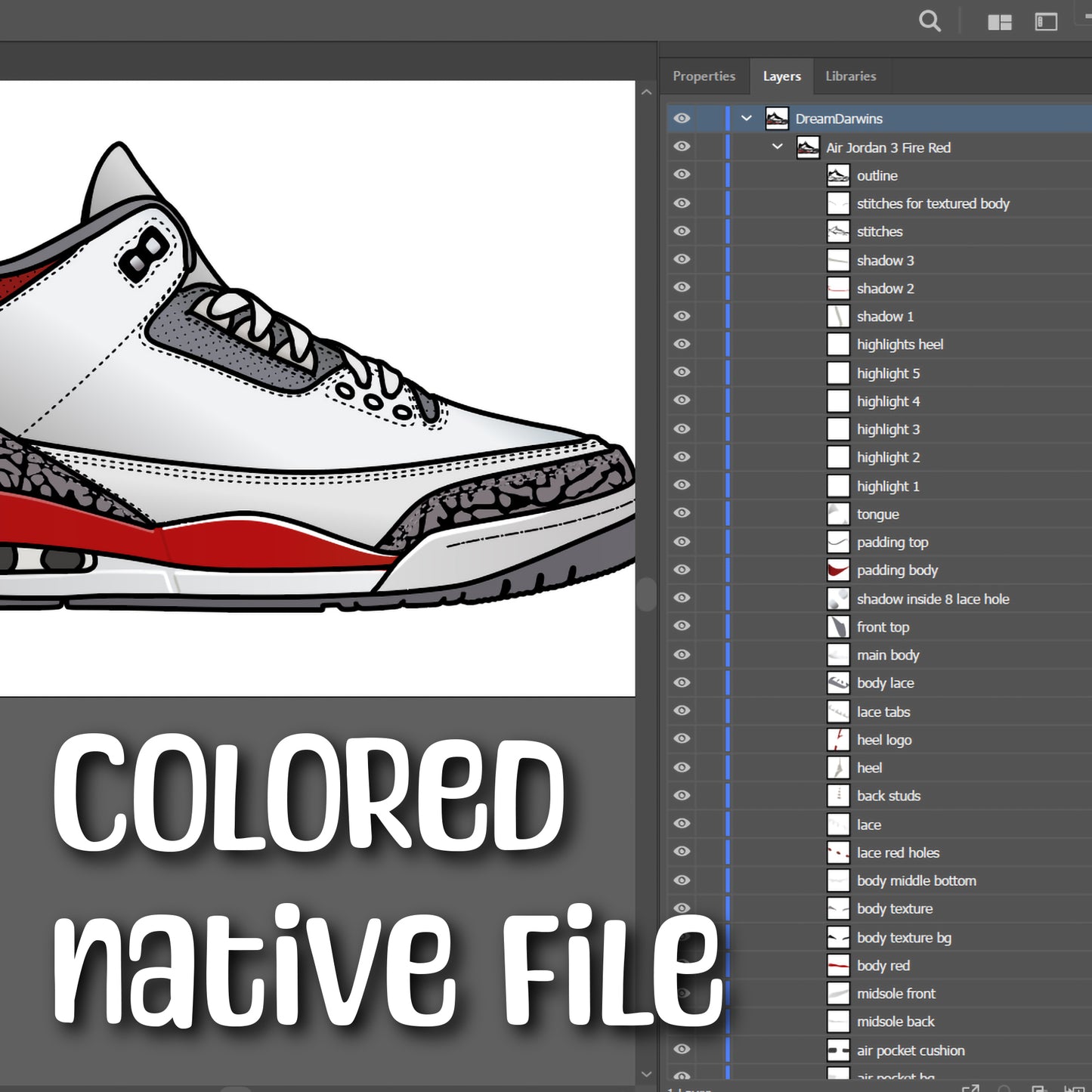 Air Jordan 3 Fire Red Sneakers SVG. 4 variations (color, silhouette, outline, Black & White). SVG, DXF, EPS, AI, PDF, PNG, JPG files
