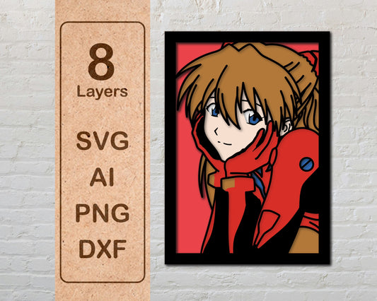 Asuka Langley Soryu from Evagelion Anime Layered Laser Cut files