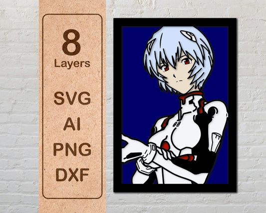 Rei Ayanami from Evagelion Anime Layered Laser Cut files