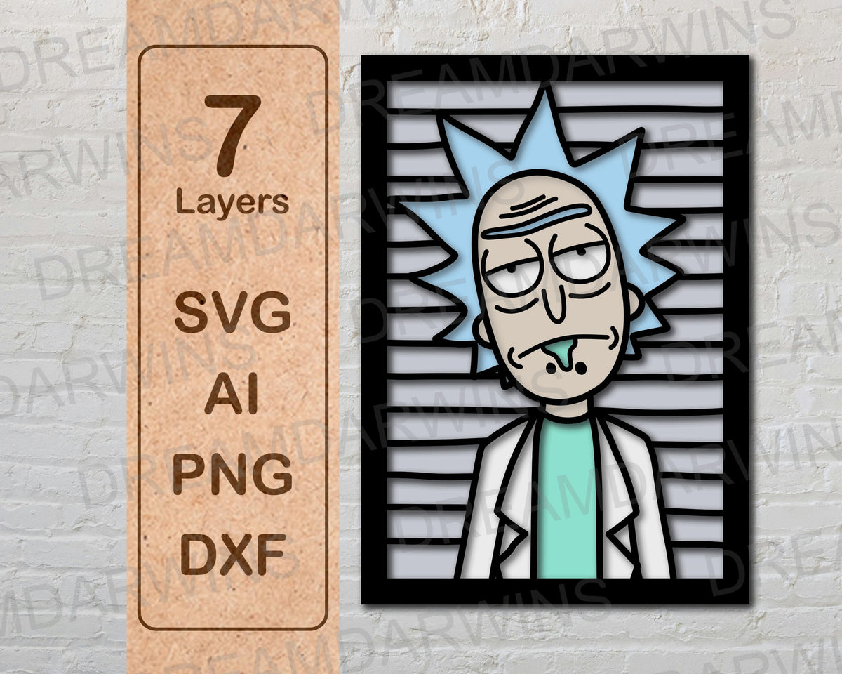 Rick Sanchez from Rick and Morty Multilayer Laser Cut files ...