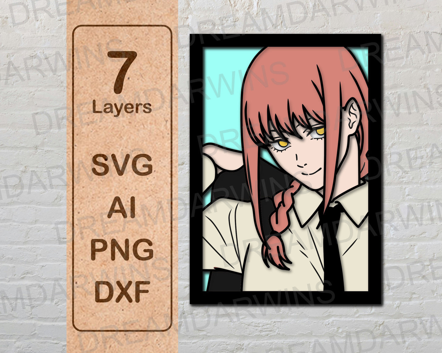 Makima Control Devil from Chainsawman Anime Layered Laser Cut files
