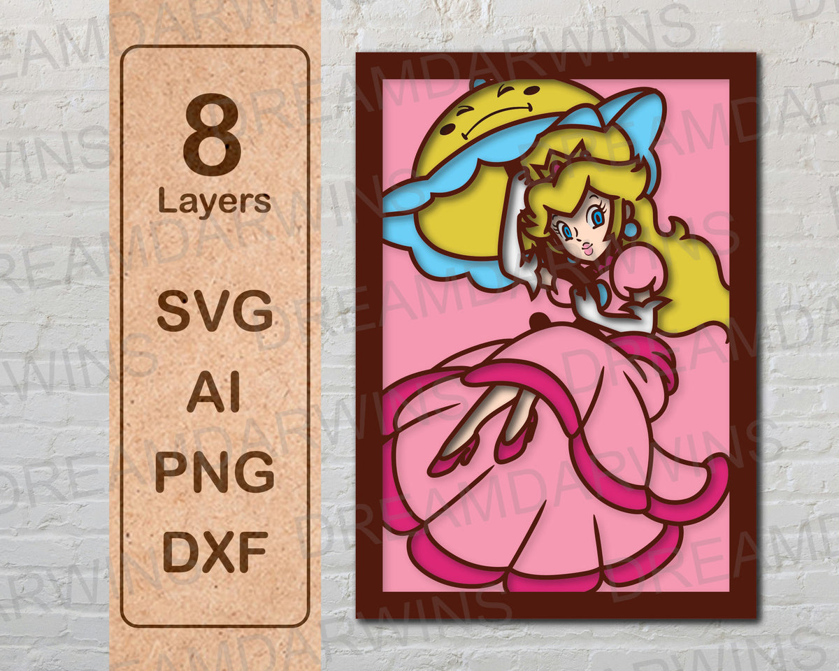 Princess Peach Head Super Mario Video Game Layered Laser Cut files ...