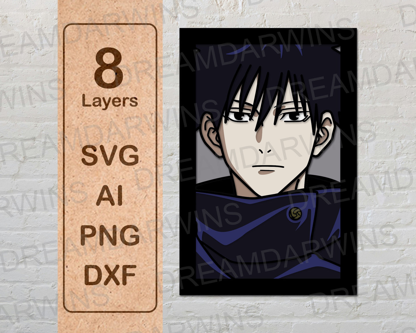 Megumi Fushiguro Jujutsu Kaisen Multilayer Laser Cut files
