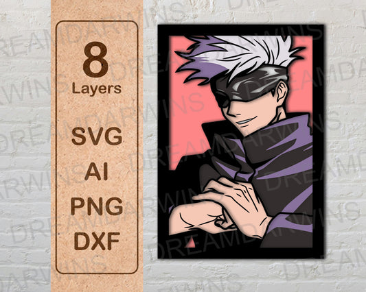 Gojo Satoru Jujutsu Kaisen Multilayer Laser Cut files