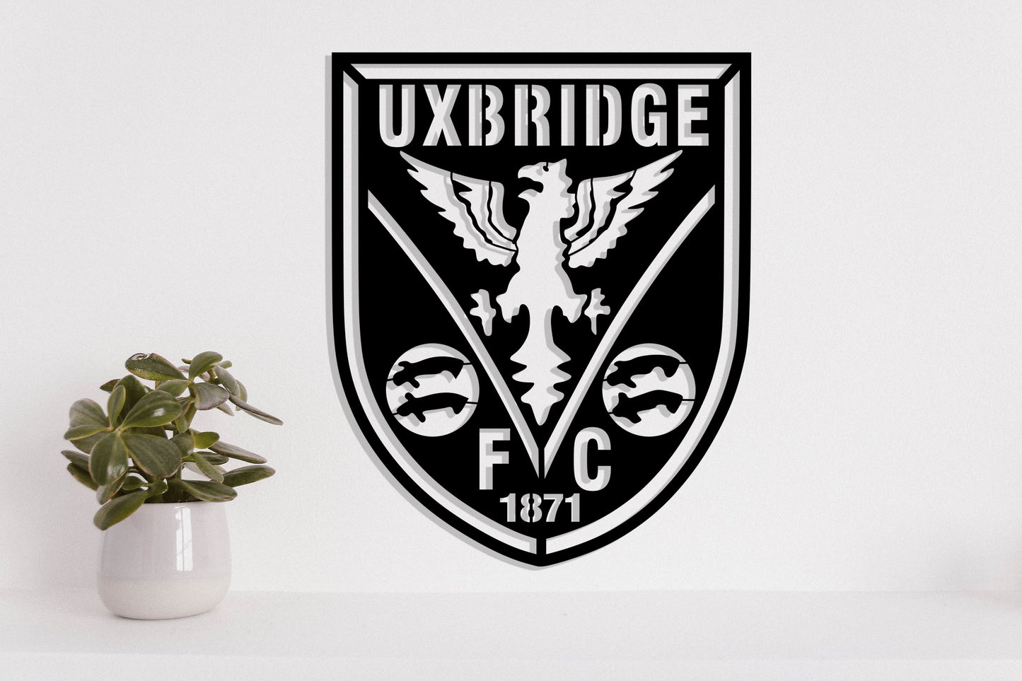 Uxbridge FC Badge Shield Metal Laser Cut files svg dxg jpg png pdf ai eps