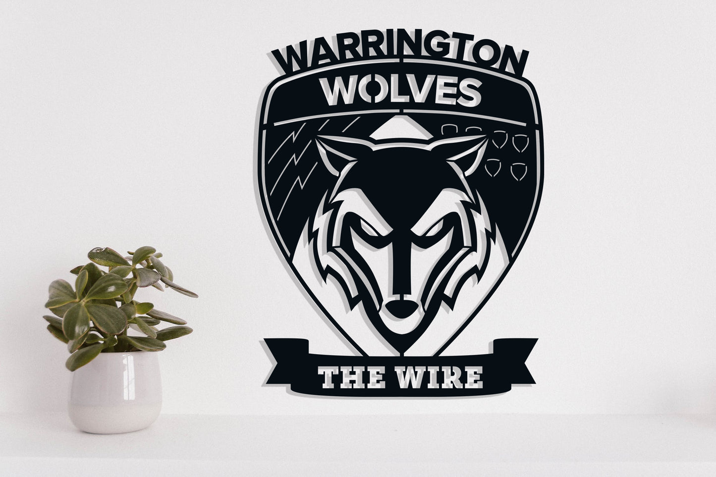 Warrington Wolves Badge Shield Metal Laser Cut files svg dxg jpg png pdf ai eps