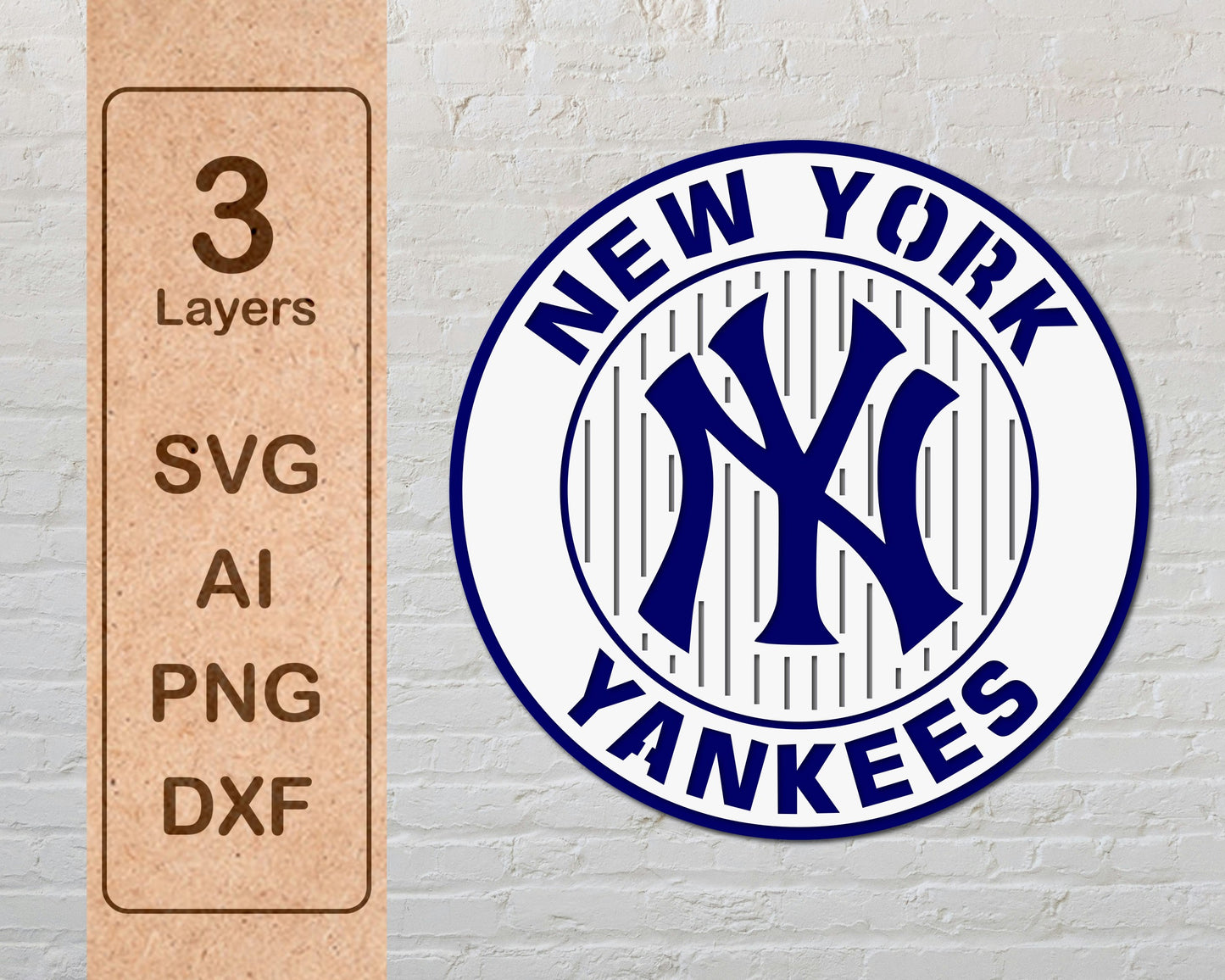 New York Yankees Layered Laser Cut files svg dxf ai png